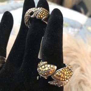 Silver & 18K gold overlay Ring Yurman Style Size 7